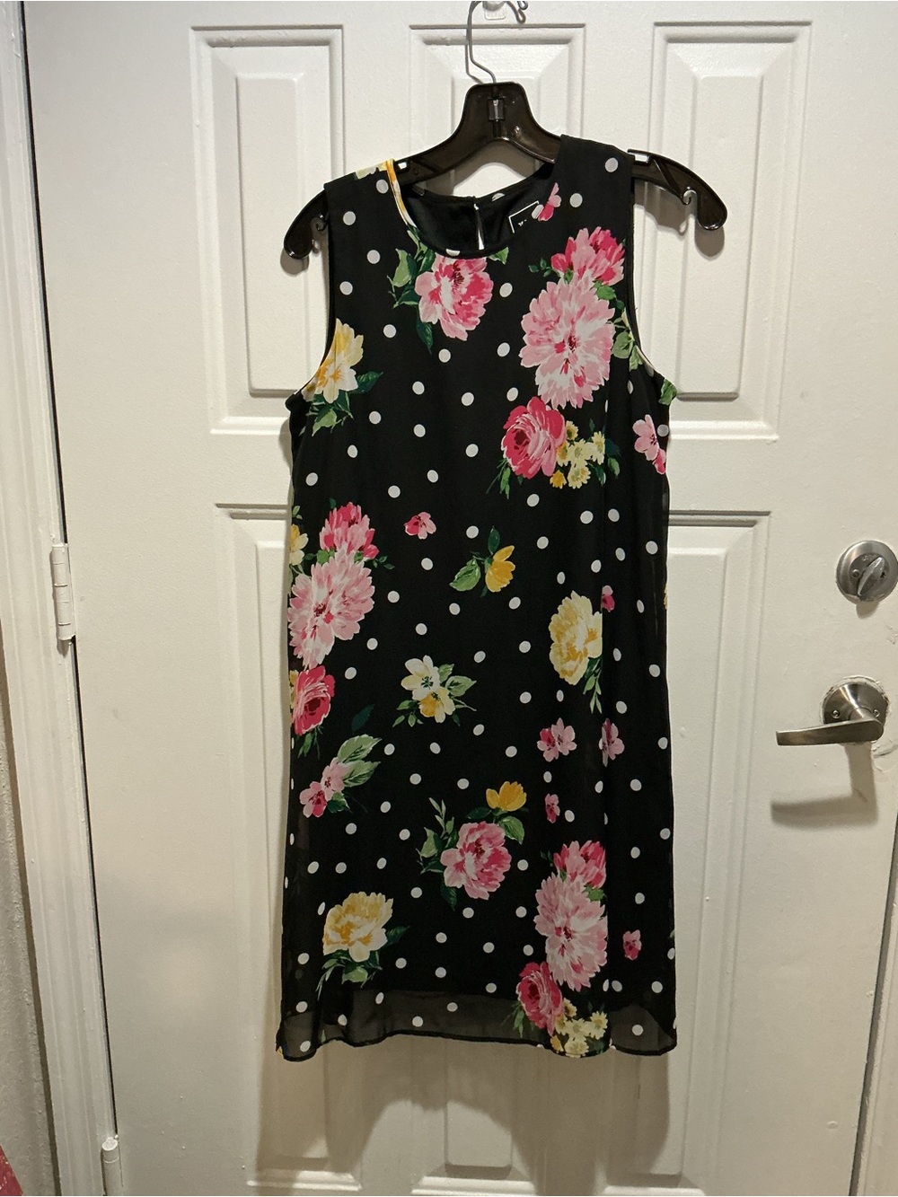 JH Collectibles Black Sleeveless Floral & Polka Dot Mini Dress